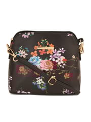 Lapis O Lupo Black Flower Sling Bag for Women